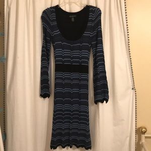 Blue long sleeve sweater dress